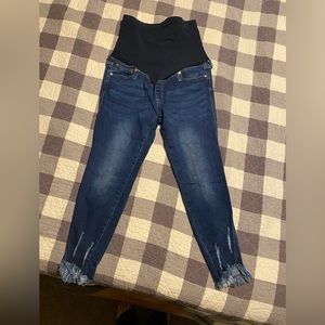 Kancan Maternity Jeans - Frayed hem bottom.